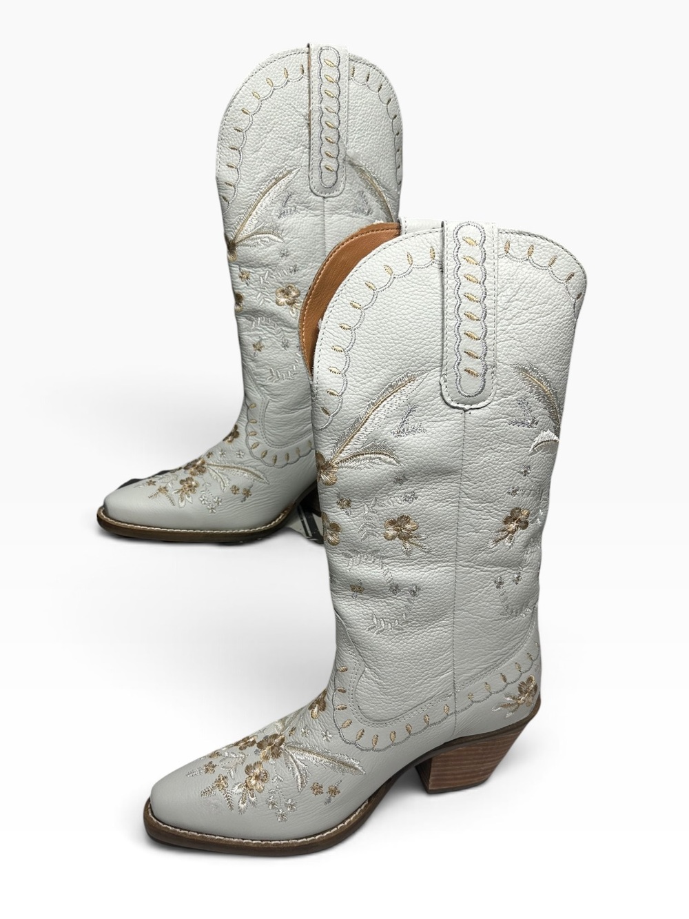 NWB Dingo 1969 Bloom Leather Cowboy Boots white 7 - Picture 6 of 14